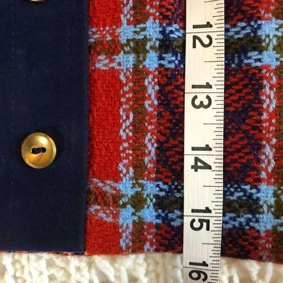𝅺Vintage Handmade MCM Red/blue tweed trendy mini skirt size‎ XXS - Picture 8 of 10